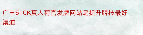广丰510K真人荷官发牌网站是提升牌技最好渠道